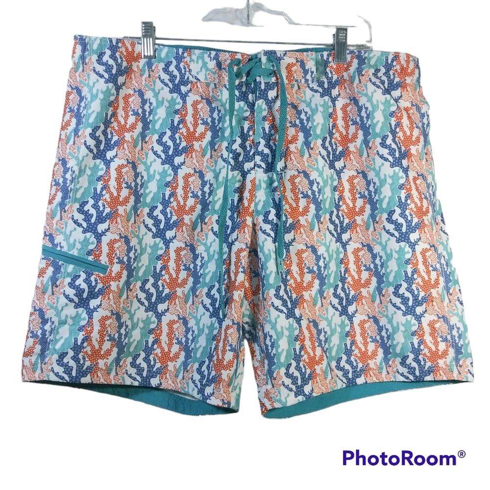 Totto Blue Coral Print Swim Trunks Board Shorts Size XL